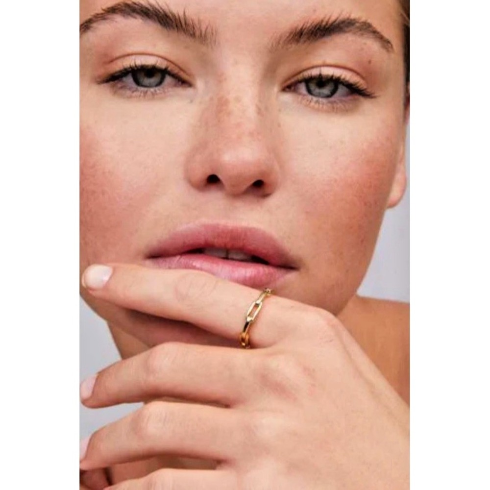 Kendra Scott Women Size 8‎ Andi Square Chain Link Band Ring Yellow Gold Plated